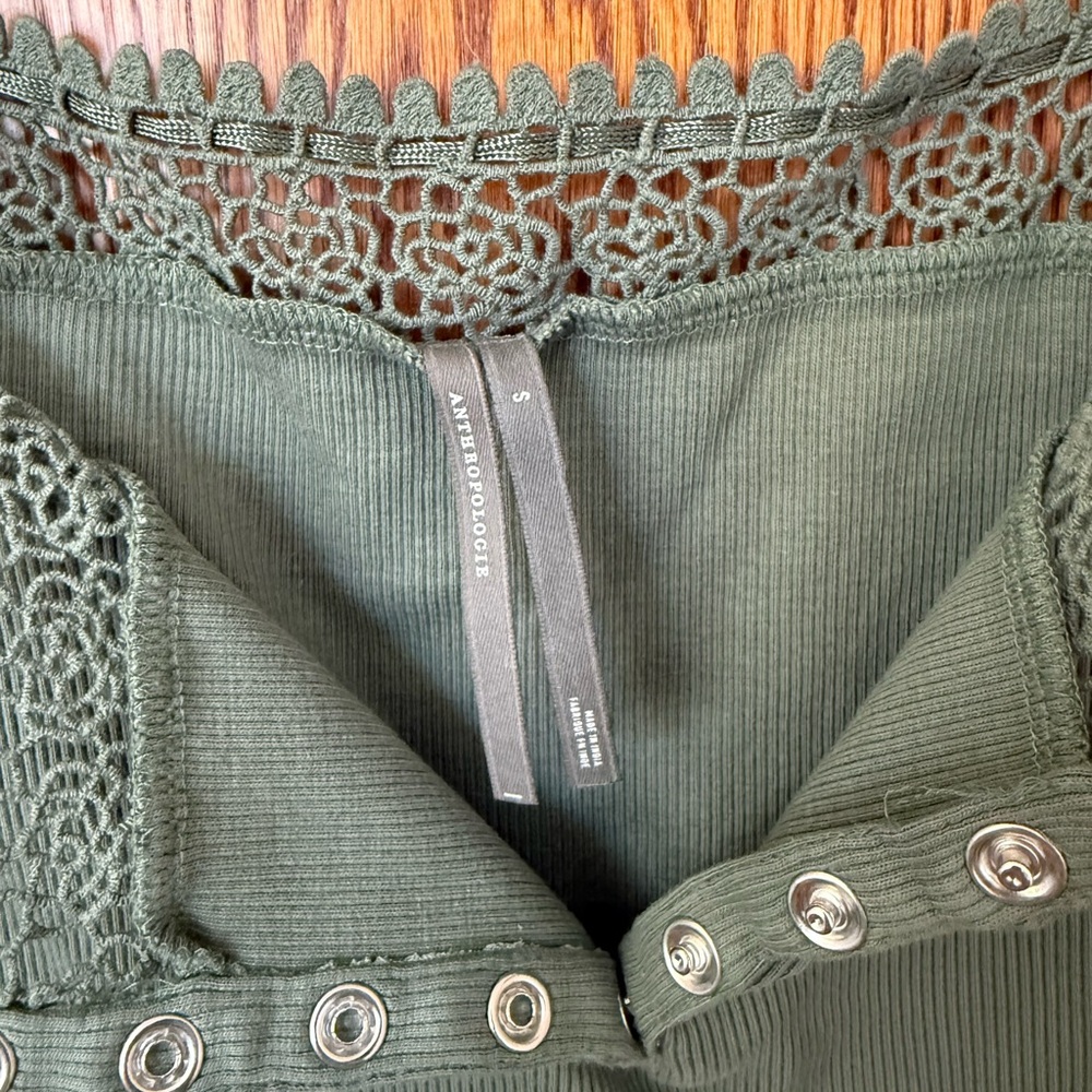 Anthropologie Sage Green Crochet Tank Top - Picture 3 of 3